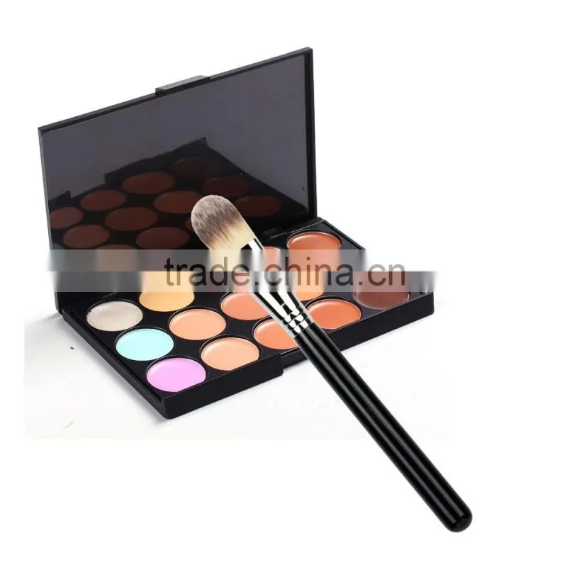 stock hot seller 15 color concealer foundation cream foundation makeup palette with cosmetic brush