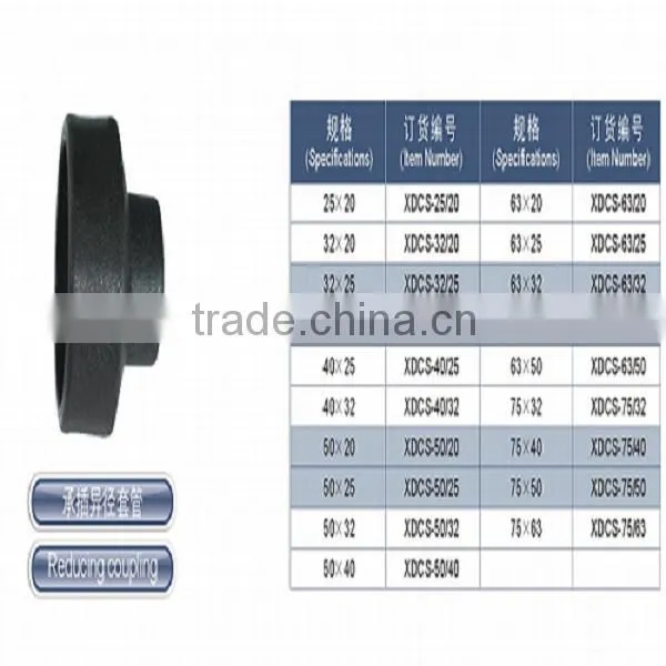 HDPE material Socket Joint Series Reducing coupling Sizes SDR11 SDR17.6