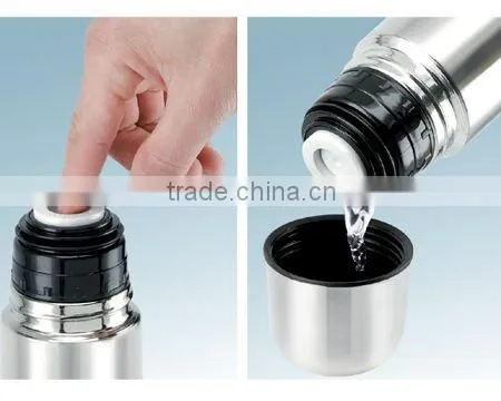 Fashionable stainless steel vacuum thermos bottle with carrying belt