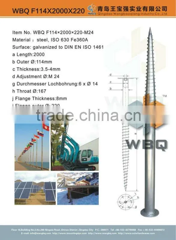 Ground screw for solar racking system F76x1200x220