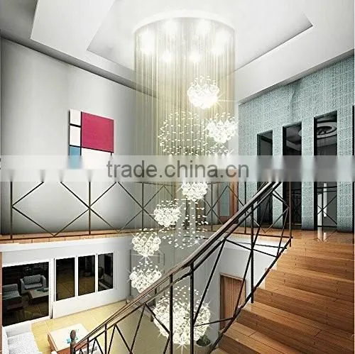 Silver Frame Crystal Raindrop Stair Long Chandeliers Light 92032