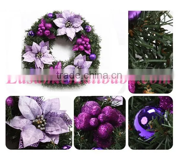 Hot sale handmade decorative purple christmas wreath