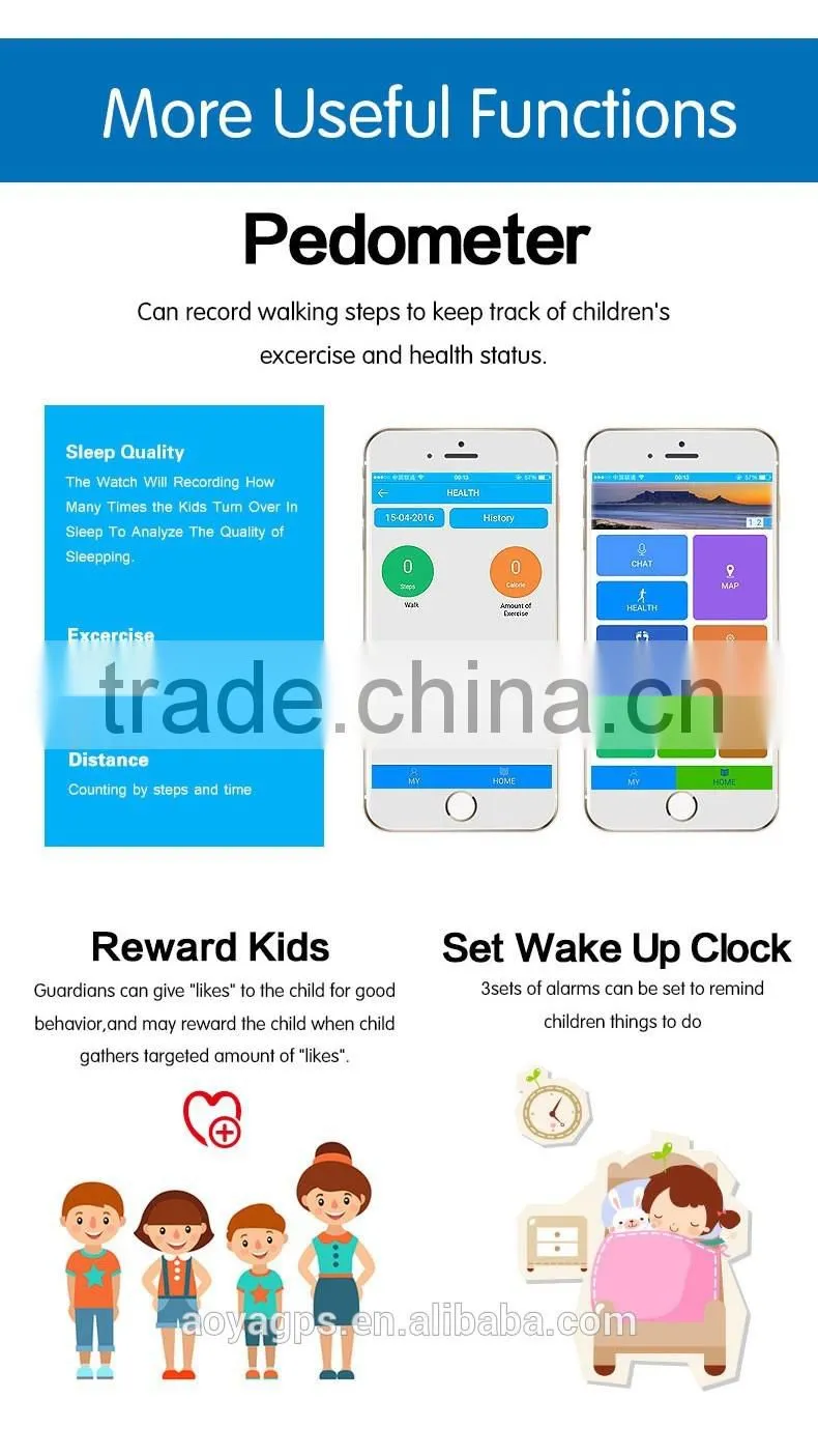 Wholesale GPS Tracker Kids Watch Phone GSM SOS Button Pedometer Touch Screen