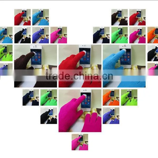 Different material acryllic 3 fingers knitted touch gloves