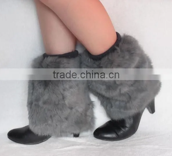 Fad Trend 20cm Rabbit Fur Leg Warmers Short Animal Fur Boot Socks Good Quality
