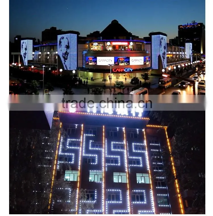 Hotel building wall outdoor light decorative music video pixel display high bright lighting