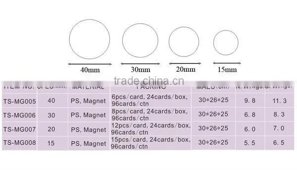 D40/30/20MM Top quality Colorful fridge magnet/whiteboard Magnetic Button