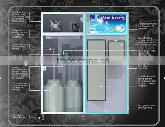 Coin operated Auotomatic Fresh Milk Vending Machine with Refrigerant R134a