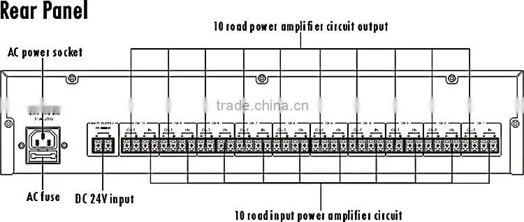 Professional rack mounted pa system Speaker Line Supervision