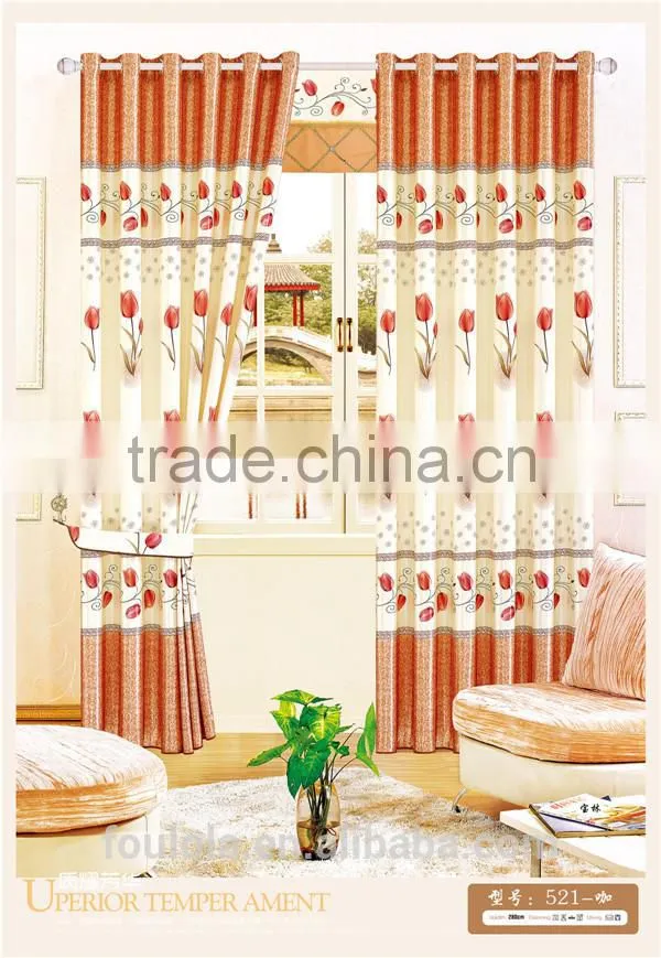 Elegant living room curtain design style floral printed living room curtain