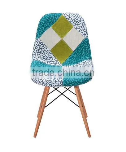 2015 Simple Fabric Patchwork Leisure Side Chair WoodLeg Eiffel Base