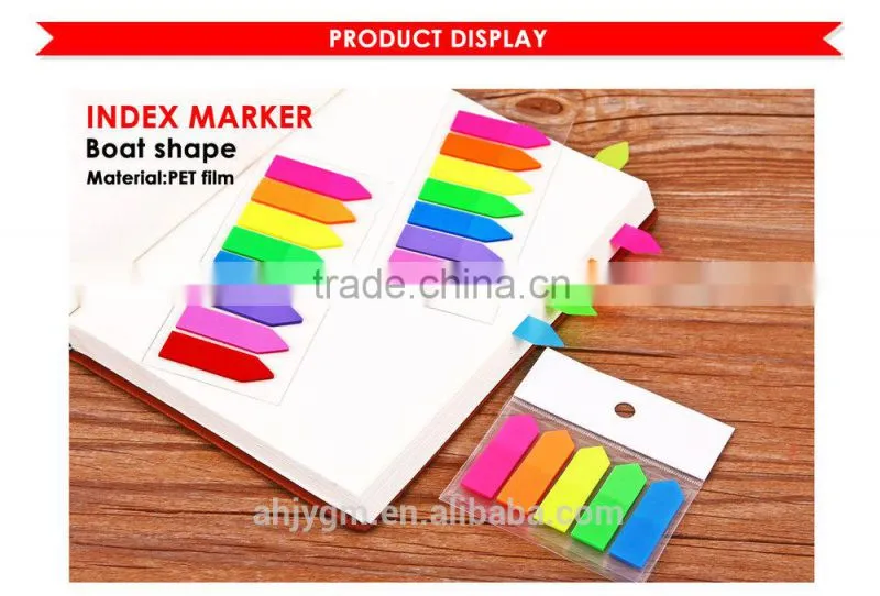 Boat Shape PET Film Color Adhesive Index Marker/Sticky Notes
