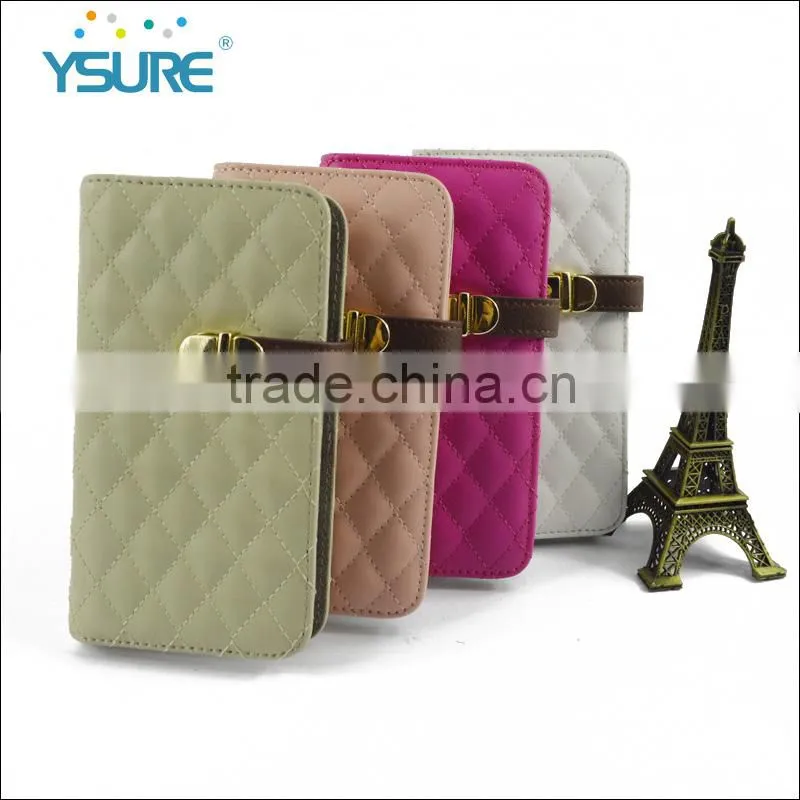 2016 new arrival slider diamond pu case for Huawei , , four card slots and one pocket . The new matel button