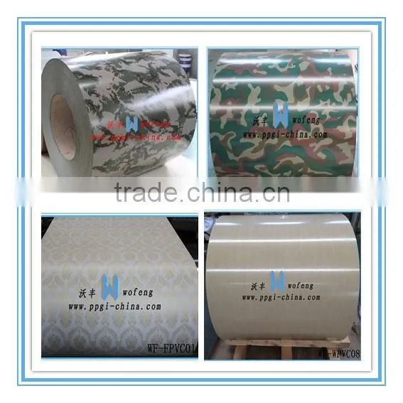PCM VCM film laminated pattern printed PPGI steel sheet in coil