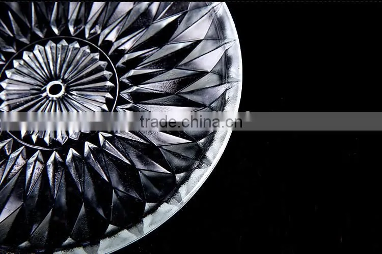 3pcs/set clear glass dinner plate set with golden metal stand
