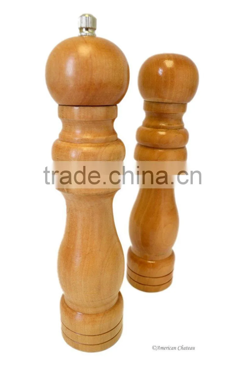 Decorative Basic Valentine Kitchen Gift Boxed Natural Bamboo Wooden Salt Shaker and Pepper Mill Grinder