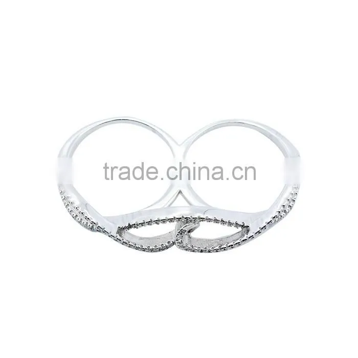 The sexy lips ring design for lady's,925 silver wholesale micro pave setting double fingers ring