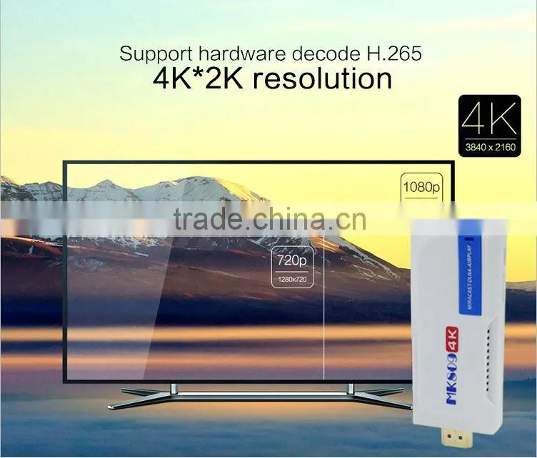 Wholesale Android smart TV box Quad Core 2GB 8GB MK809 4K RK3288 TV box