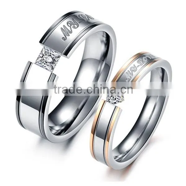 Titanium Steel Couple's MY LOVE Letter Rings Design
