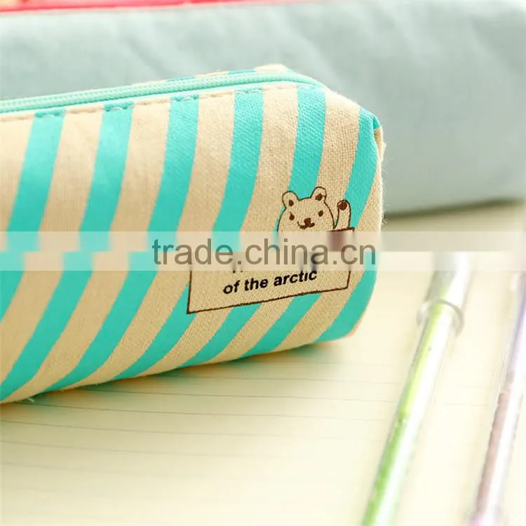 wholesale custom clear canvas zipper fashion stationary pencil cases
