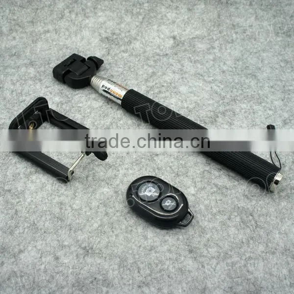 Stainless steel telescopic handheld wireless bluetooth remote selfie stick