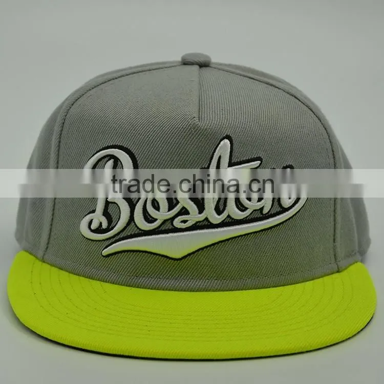 Fashion 5 panel snapback cap/hat black 3D embroidery baseball cap