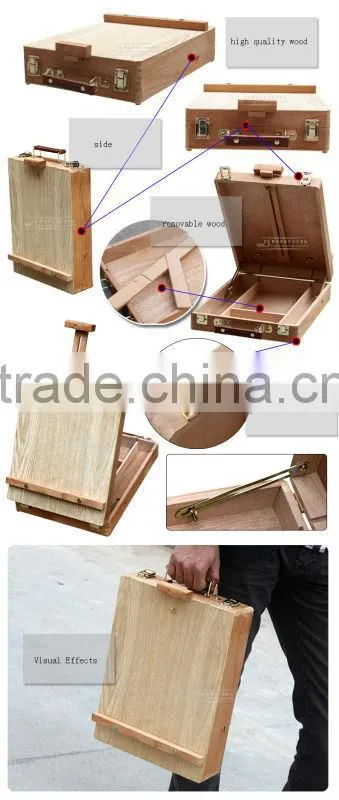 in stock 36*27*9.5(65)cm handle-held tabletop wood easel box