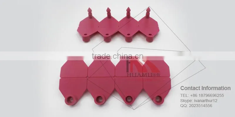 TPU ear tag for sheep in peach red 32*32 mm
