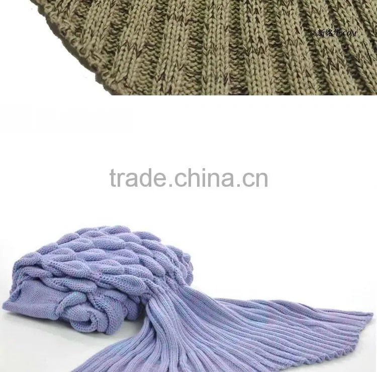 Wholesale custom various colors knitted mermaid tail blanket for children