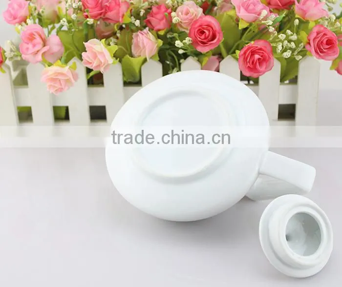 bulk supply wholesale cheap custom logo Euro style white porcelain tea pot, cheap ceramic teapot