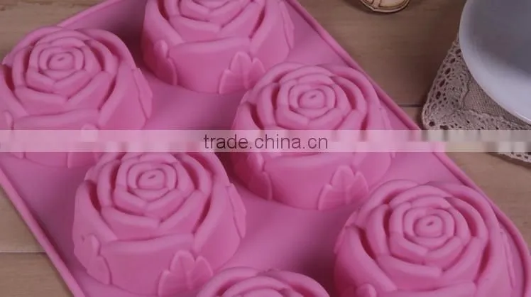 hot sale rose silicone cake mold 6 checks cake mould