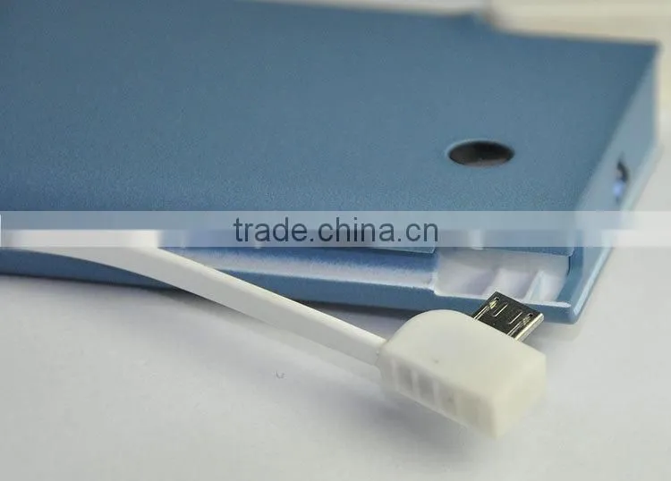 power bank factory credit card power bank with built in cable for samsung galaxy tab