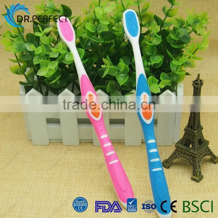 Soft Rubber Handle Toothbrush With Tongue Cleaner Teeth Care For People