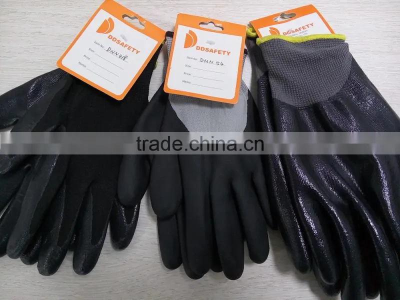 DDSAFETY 2017 Big Discount Luva Nitrilo Revestido Grey Nylon Shell Nitrile Coated Gloves