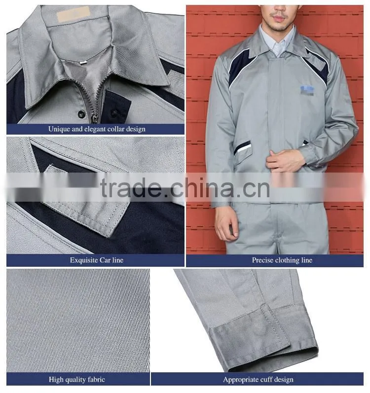 Custom Grey Cotton Engineer Work Uniform Jacket And Pants