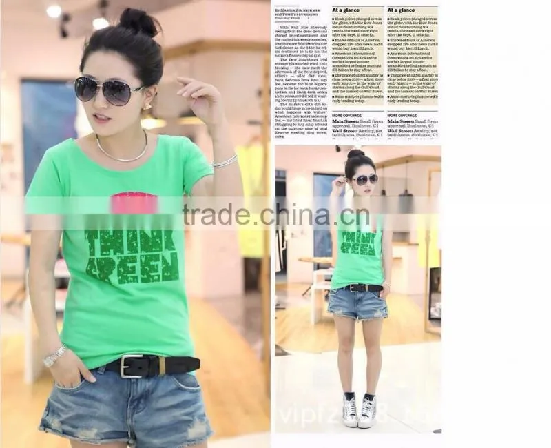 Print custom fashion ladies basic t-shirt design wholesale china Cabbage price come on