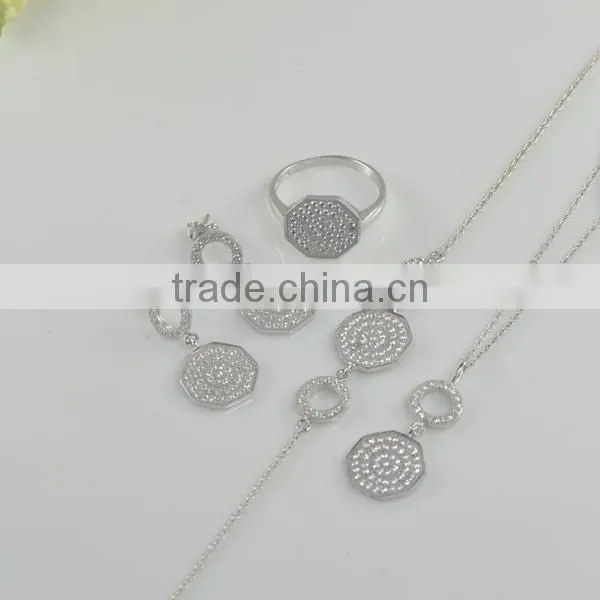 2014 Hot Sale Polygon Silver Bridal Jewelry Sets