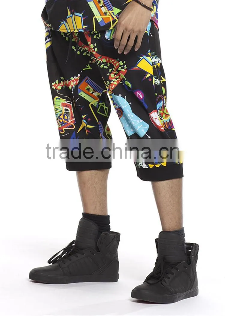 Mens wholesale casual printed jogger shorts