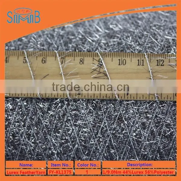 factory wholesale polyester lurex feather yarn on cone for machine knitting sweater