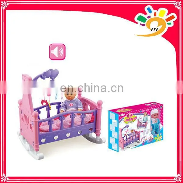 Kids Music Rocking Bed Toy/ Toys Bed Set With Doll