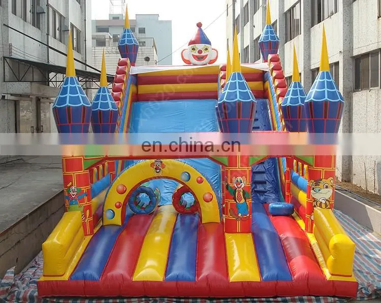Newest funny clown Inflatable castle dry slide for kids and adults