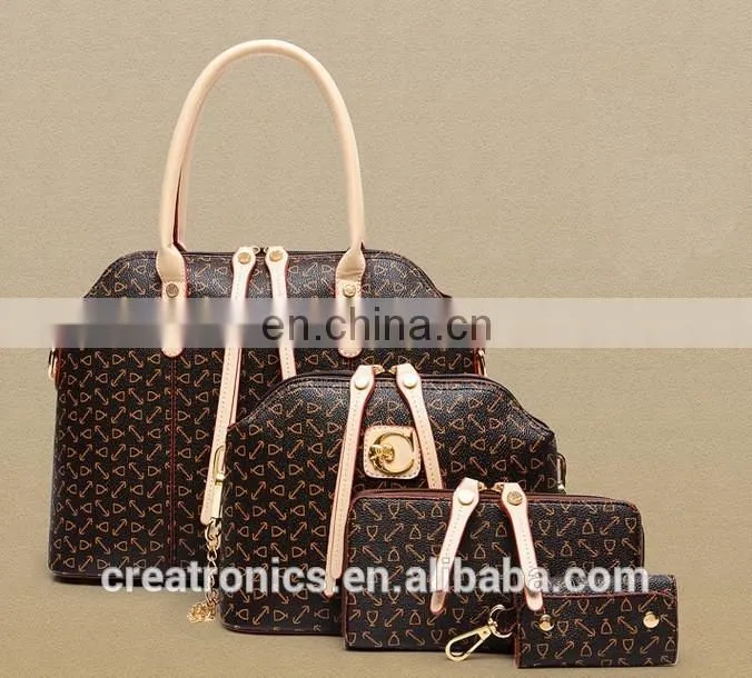 CR USA market expert new products on china market high capacity women leatehr tote bag with 4pcs purse bag set in handbags