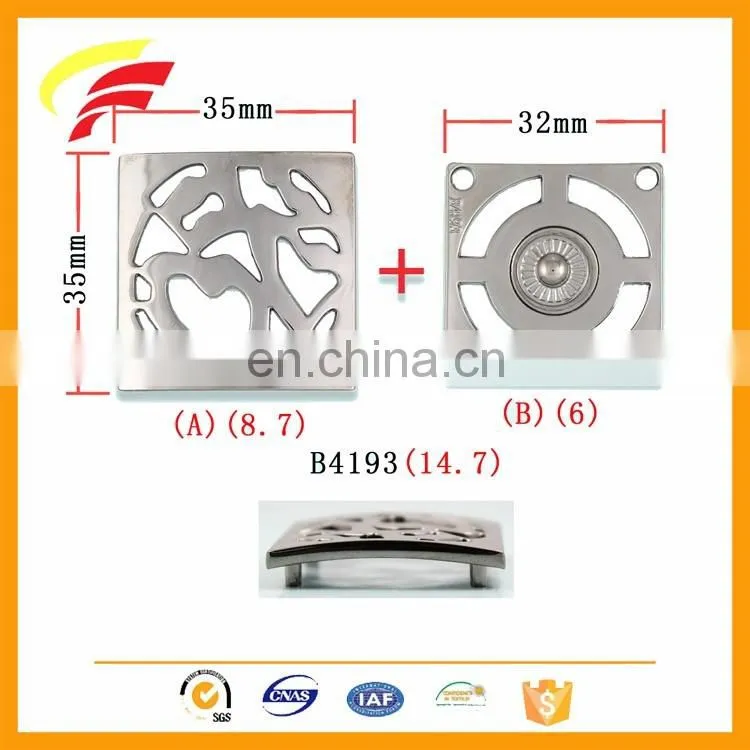 hot sale zinc alloy square two parts snap button with hollow out pattern