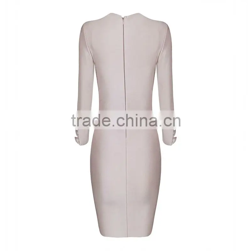 Summer dress 2015 new fashion elegant and sey women black red beige white long sleeve evening party bandage Dress Bandage Bodyco
