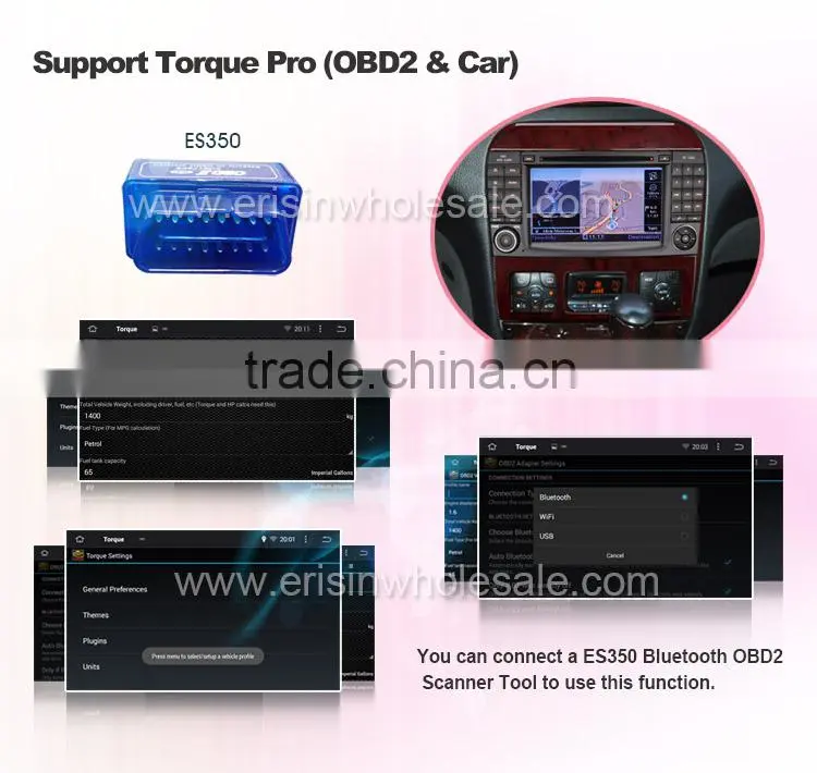 Erisin ES2509S 2 Din 7 inch Touch Screen Car DVD Player GPS for W220