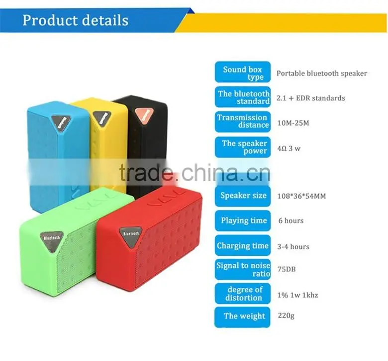 2016 mini rectangle card slot popular LC- X3 bluetooth speaker