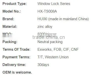 TS008A aluminum accessories aluminium window lock
