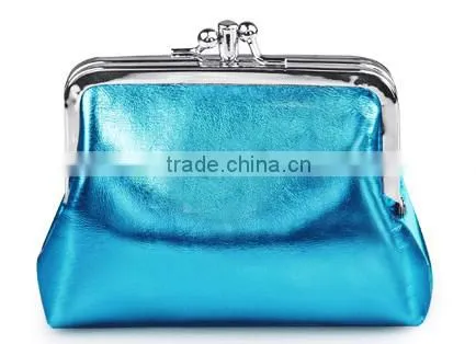 Lady flash metal substantial design PU wallet cheap lady wallet