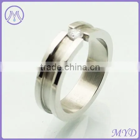 Fashion Jewelry Mens CZ zircon Crystal Stainless Steel Jewelry Finger Ring