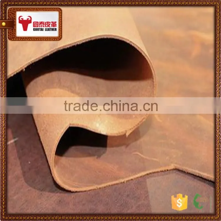 genuine china leather for shoes vintage style crazy horse pattern